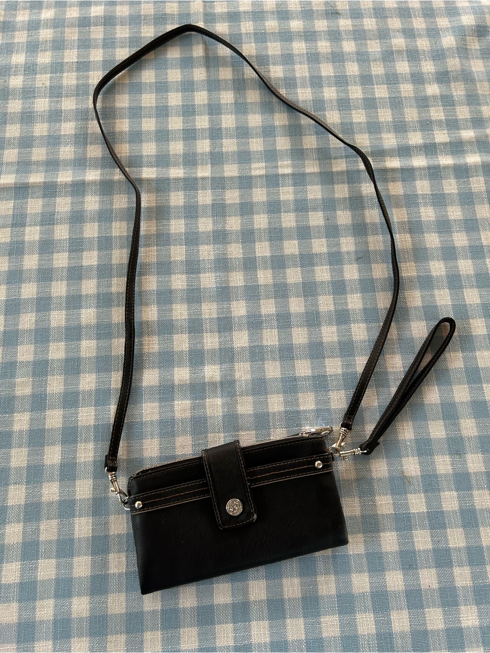 Relic Black Crossbody Wallet with Wristlet Strap